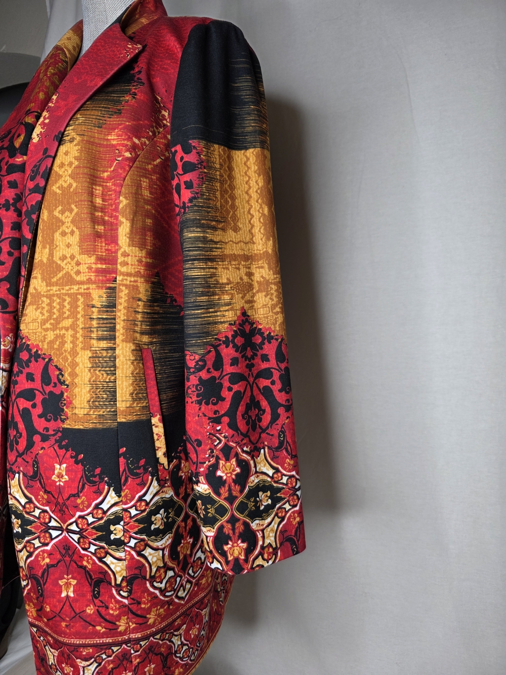 Chico's Red, Black & Gold Patterned Blazer Jacket - Picture 2 of 8